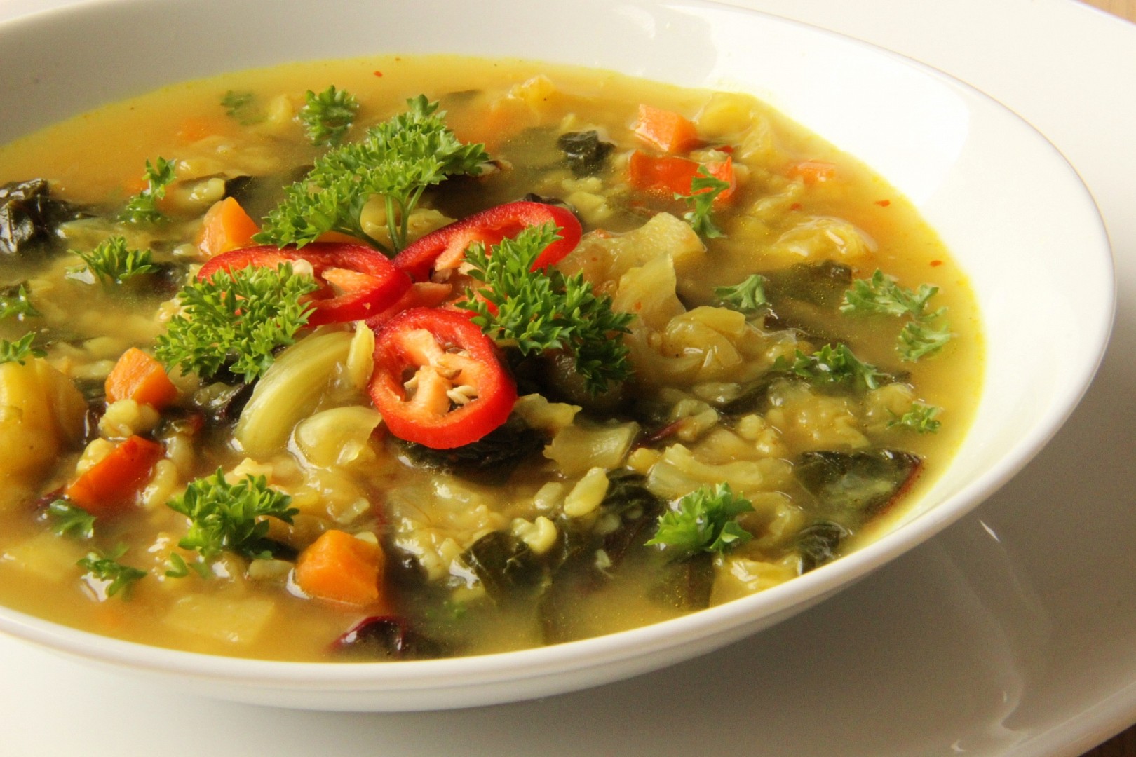 Zeleninová curry polévka s bulgurem (pro zahřátí)